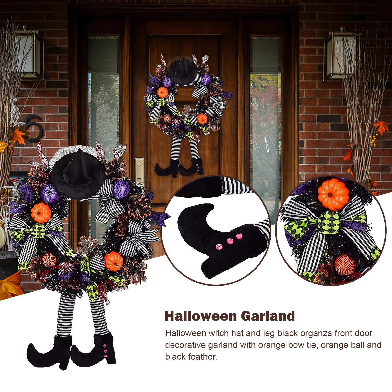 Венок на Хэллоуин, семейная Хэллоуин, шляпа ведьмы, нога, тыква, дверной венок, товары для домашней вечеринки на Хэллоуин
Венок на Хэллоуин, семейная Хэллоуин, шляпа ведьмы, нога, тыква, дверной венок, товары для домашней вечеринки на Хэллоуин