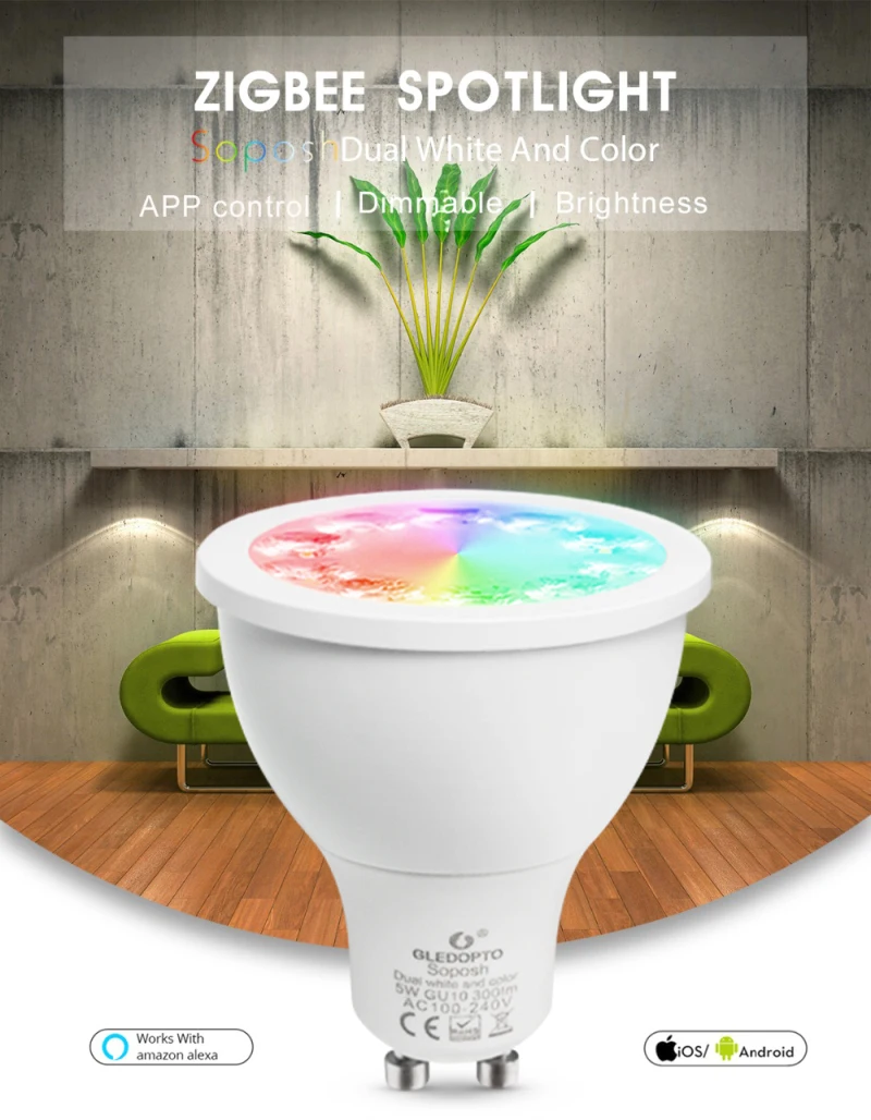 GLEDOPTO Zigbee RGB+CCT 5W GU10 Smart Led Spotlight Smart Home AC100-240V Color Change Led Dual White Light baterry spotlight
GLEDOPTO Zigbee RGB+CCT 5W GU10 Smart Led Spotlight Smart Home AC100-240V Color Change Led Dual White Light baterry spotlight