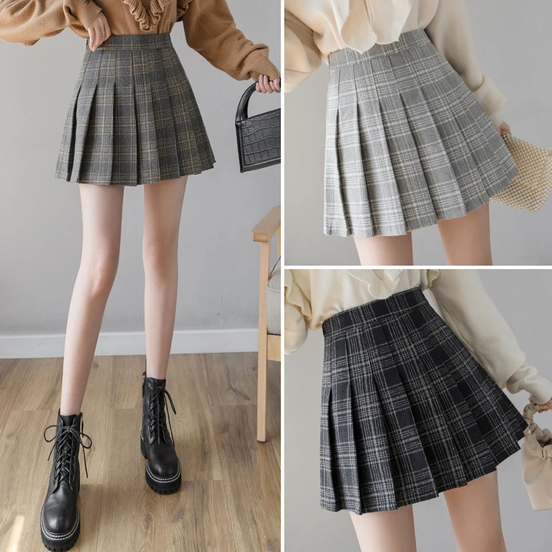 Neophil 2021 Winter Women Woolen Plaid Pleated Mini Skirts JK Preppy Style Tartan Grid Uniform School A-Line Short Skirt S21607
Neophil 2021 Winter Women Woolen Plaid Pleated Mini Skirts JK Preppy Style Tartan Grid Uniform School A-Line Short Skirt S21607