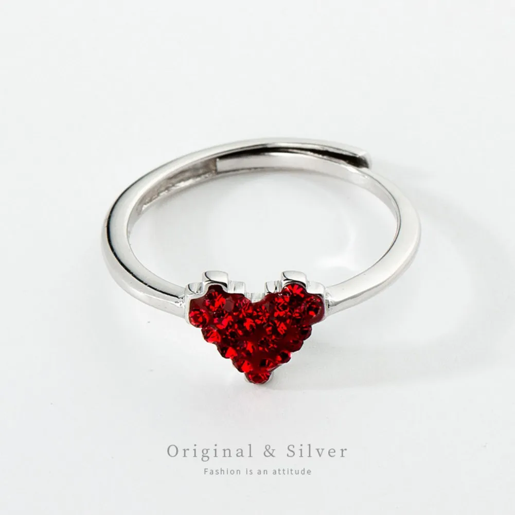 Fashion Charm Ring Sterling S925 Silver Open Ring Red Heart with Shiny Rhinestone for Women Girlfriend Gift Resizable YR40126
Fashion Charm Ring Sterling S925 Silver Open Ring Red Heart with Shiny Rhinestone for Women Girlfriend Gift Resizable YR40126
