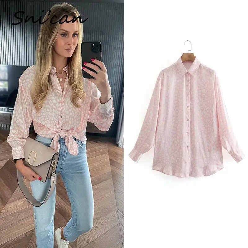 Za Sexy Leopard Print Satin Blouse Fashion Office Ladies Shirts Women Chic Tops Summer 2021 Chemise Femme Blusas de mujer New 
Za Sexy Leopard Print Satin Blouse Fashion Office Ladies Shirts Women Chic Tops Summer 2021 Chemise Femme Blusas de mujer New