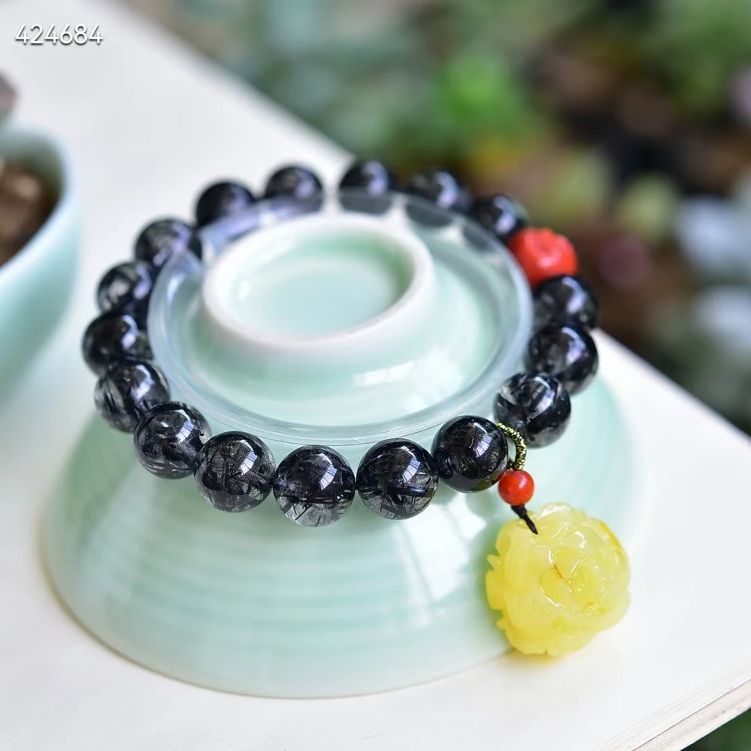 Genuine Natural Black Rutilated Quartz Bracelet 10.1mm Round Beads Women Men Fashion Best Wealthy Amber Pendant AAAAA
Genuine Natural Black Rutilated Quartz Bracelet 10.1mm Round Beads Women Men Fashion Best Wealthy Amber Pendant AAAAA