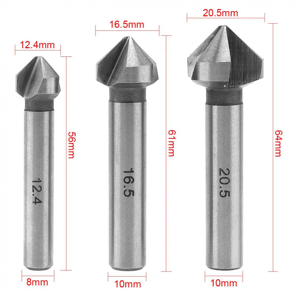 6Pcs 3 Flute HSS Countersink Drill Bit Set Wood Chamfering Cutter Chamfer End Mill Drill Bits Cutting Tools
6Pcs 3 Flute HSS Countersink Drill Bit Set Wood Chamfering Cutter Chamfer End Mill Drill Bits Cutting Tools