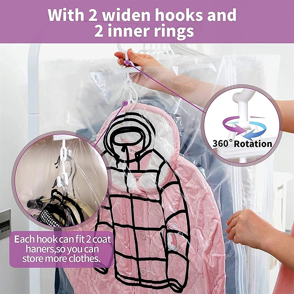 Hanging Space Saver Vacuum Storage Bags for Clothes Double Seal Saving Wardrobe Compressed Hanger Clothes Cotton Organization
Hanging Space Saver Vacuum Storage Bags for Clothes Double Seal Saving Wardrobe Compressed Hanger Clothes Cotton Organization