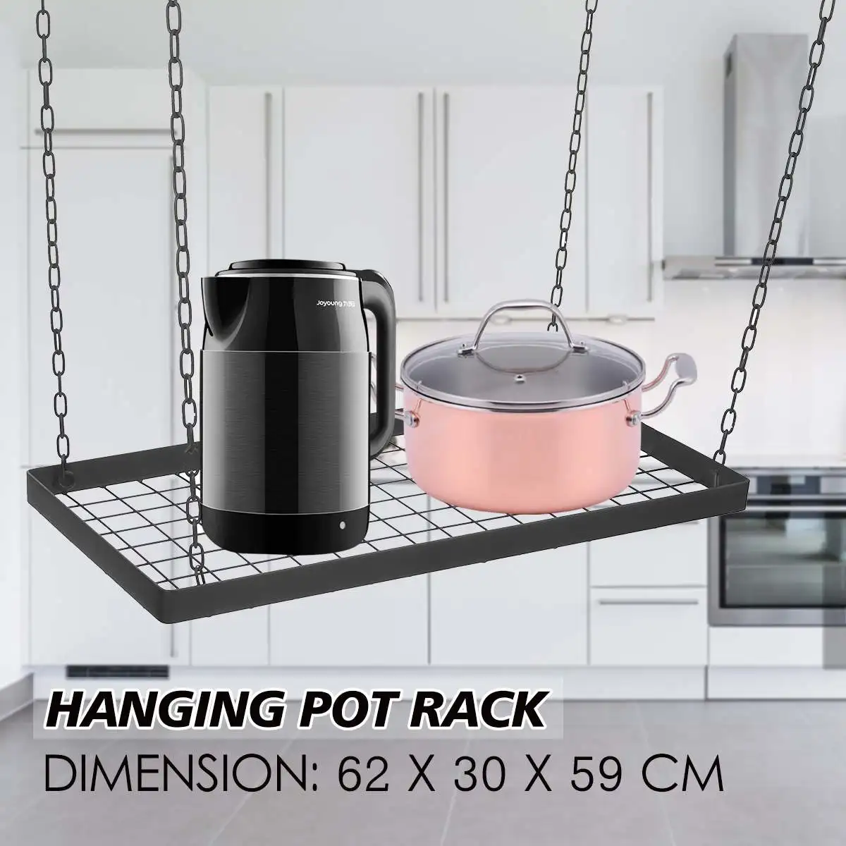 Hanging Kitchen Pot Pan Rack Holder Cookware Storage Shelf Hanger With Hooks Kitchen Storage Rack Tableware Organizer 22lbs 10KG
Hanging Kitchen Pot Pan Rack Holder Cookware Storage Shelf Hanger With Hooks Kitchen Storage Rack Tableware Organizer 22lbs 10KG