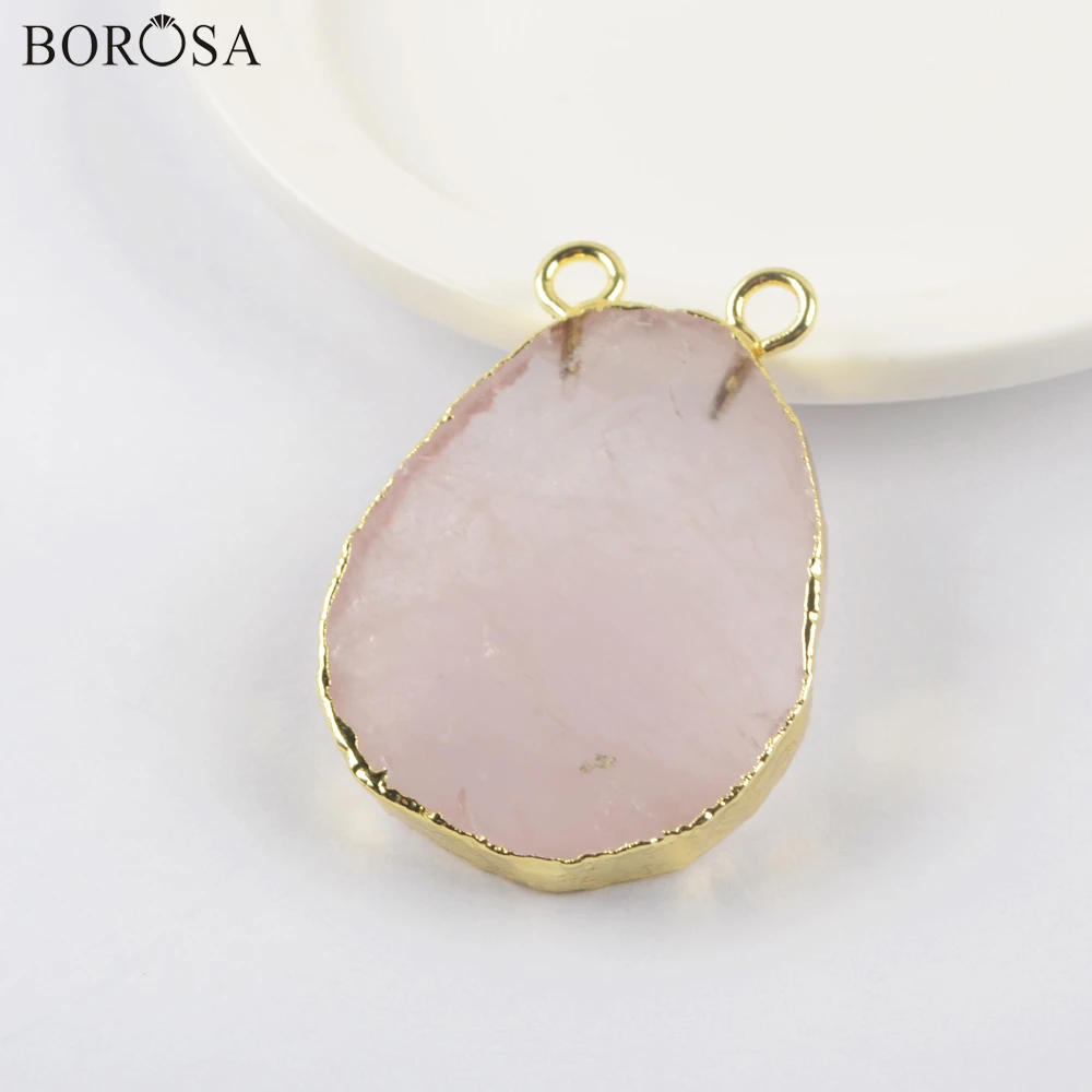 BOROSA Irregular Rose Crystal Quartz Pendants Connectors for Jewelry Making Gold Plating Gems Stones Necklace Charms WX1500
BOROSA Irregular Rose Crystal Quartz Pendants Connectors for Jewelry Making Gold Plating Gems Stones Necklace Charms WX1500