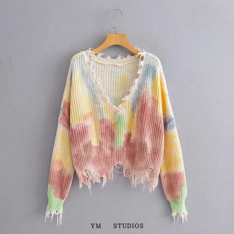 Women's wear blogger tie dye woolen edge design Pullover Sweater loose sweater over cover up
Women's wear blogger tie dye woolen edge design Pullover Sweater loose sweater over cover up