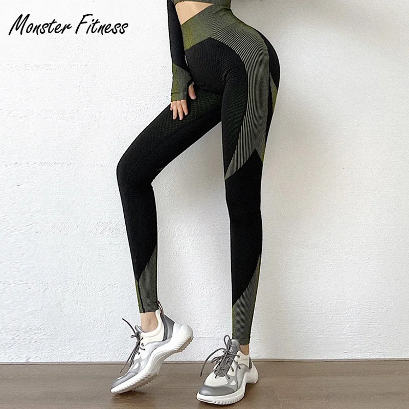 

Monster Fitness 2020 Gym Tights Tummy Control Yoga Pants High Waisted Sport Vital Seamless Leggings Running Yoga Pants Women