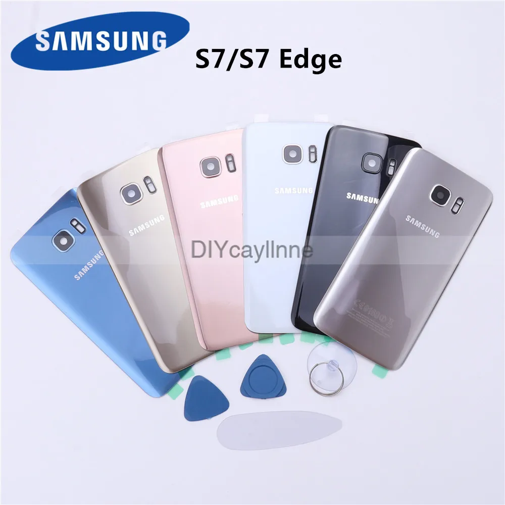 Samsung Galaxy S7 Edge G935 G930 задняя крышка для батарейного отсека стеклянная + клейкая