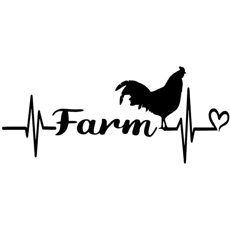 

16*6.8cm Farm Heartbeat Chicken Logo Decal Vinyl Sticker Fashion Personality Creativity Classic Attractive Car Sticker