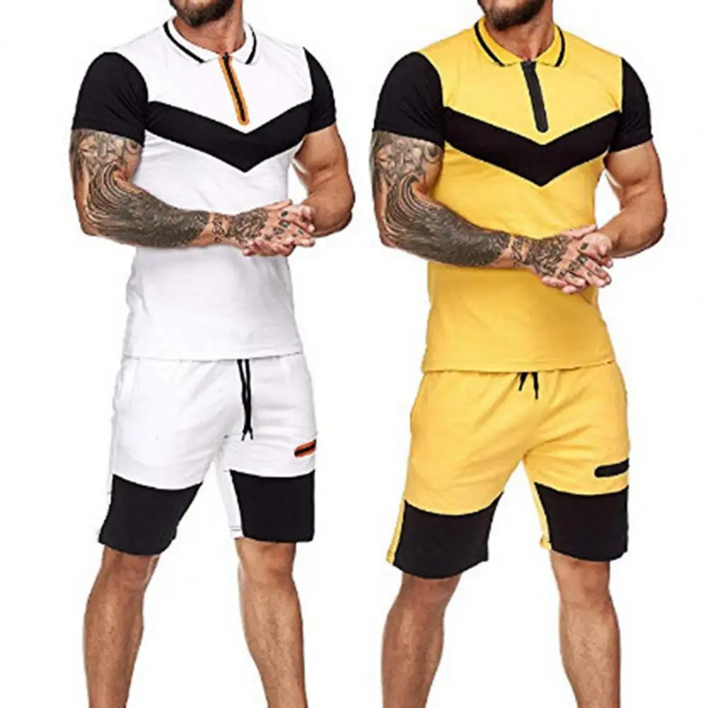 Summer Color Block Short Sleeve Casual Sport Suit 2021 New Fashion Two Piece T-shirt Shorts Tracksuit Men Set Fitness Sportswear
Summer Color Block Short Sleeve Casual Sport Suit 2021 New Fashion Two Piece T-shirt Shorts Tracksuit Men Set Fitness Sportswear
