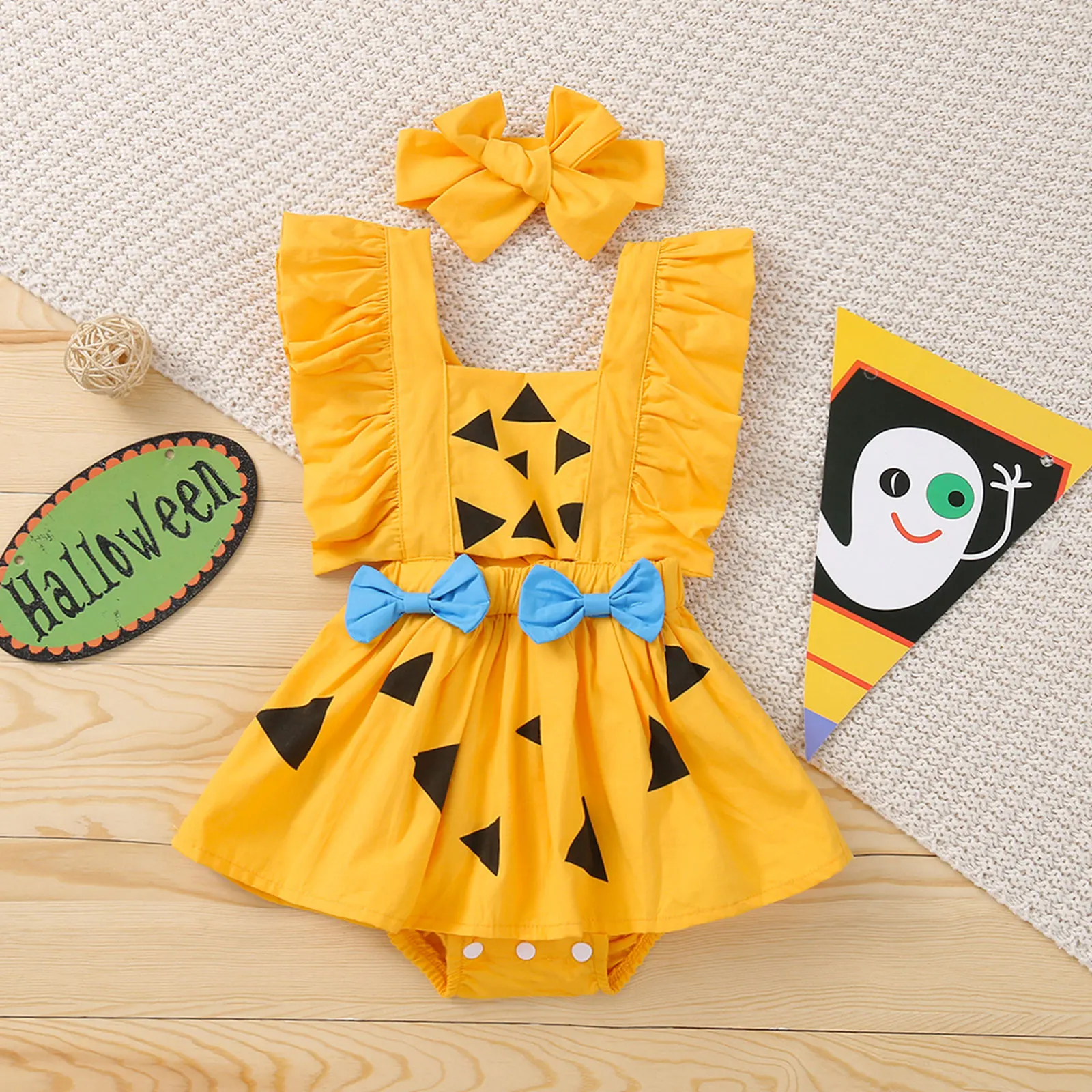 Summer Halloween Infant Baby Girls Boys Cute Yellow Bodysuits Ruffles Short Sleeve Printed Backless Jumpsuits Clothes
Summer Halloween Infant Baby Girls Boys Cute Yellow Bodysuits Ruffles Short Sleeve Printed Backless Jumpsuits Clothes