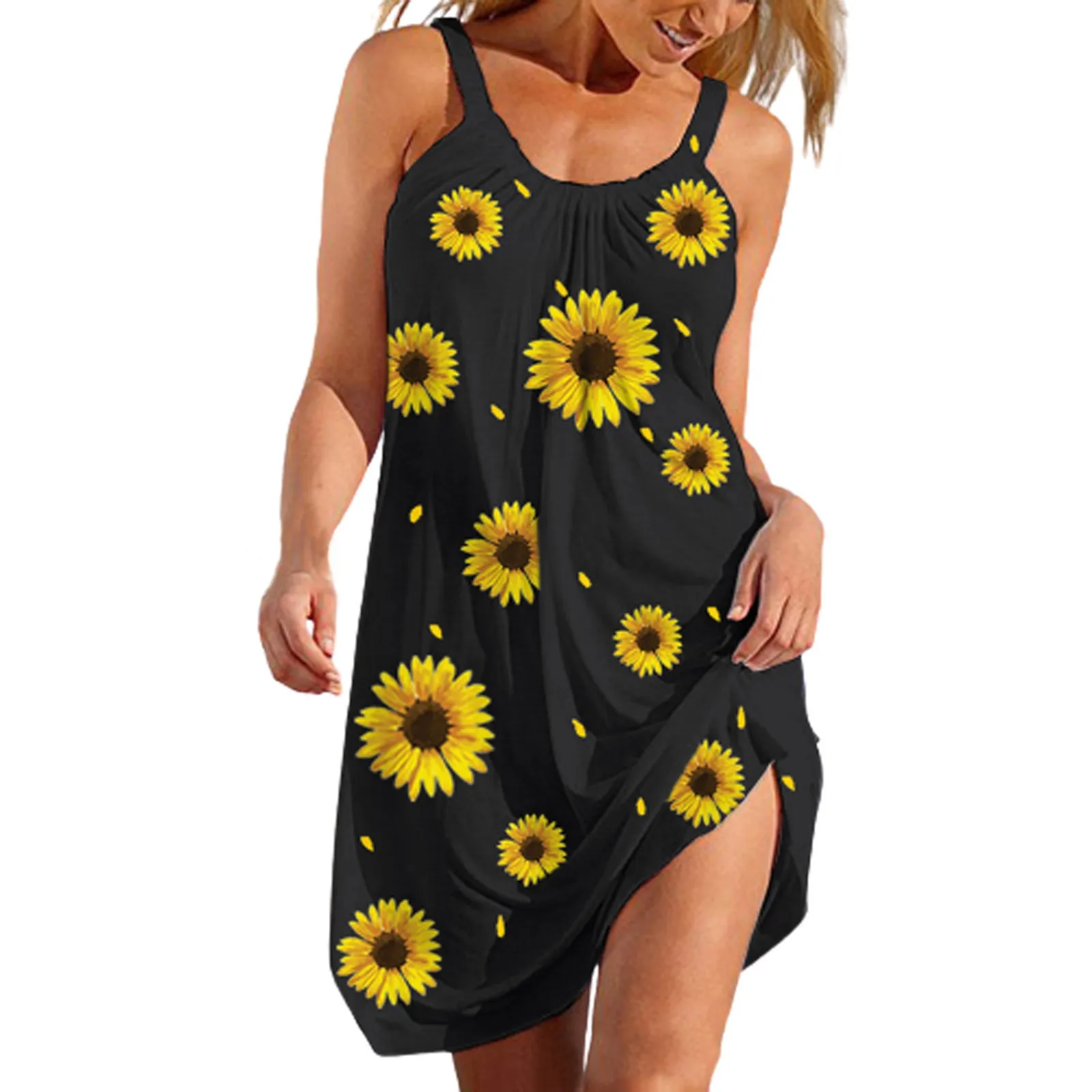 Fashion Dress Women's Casual Sleeveless Tank Top Sunflower Printed Knee Length Dress Dresses For Women
Fashion Dress Women's Casual Sleeveless Tank Top Sunflower Printed Knee Length Dress Dresses For Women
