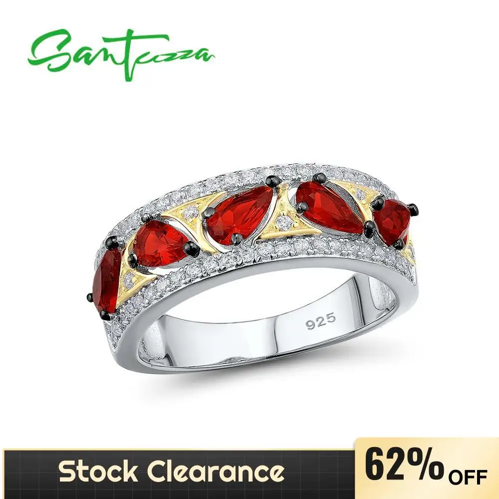 SANTUZZA Pure 925 Sterling Silver Rings for Woman Red Crystal Stone Ring AAA Cubic Zirconia Rings Party Gift Fashion Jewelry
SANTUZZA Pure 925 Sterling Silver Rings for Woman Red Crystal Stone Ring AAA Cubic Zirconia Rings Party Gift Fashion Jewelry