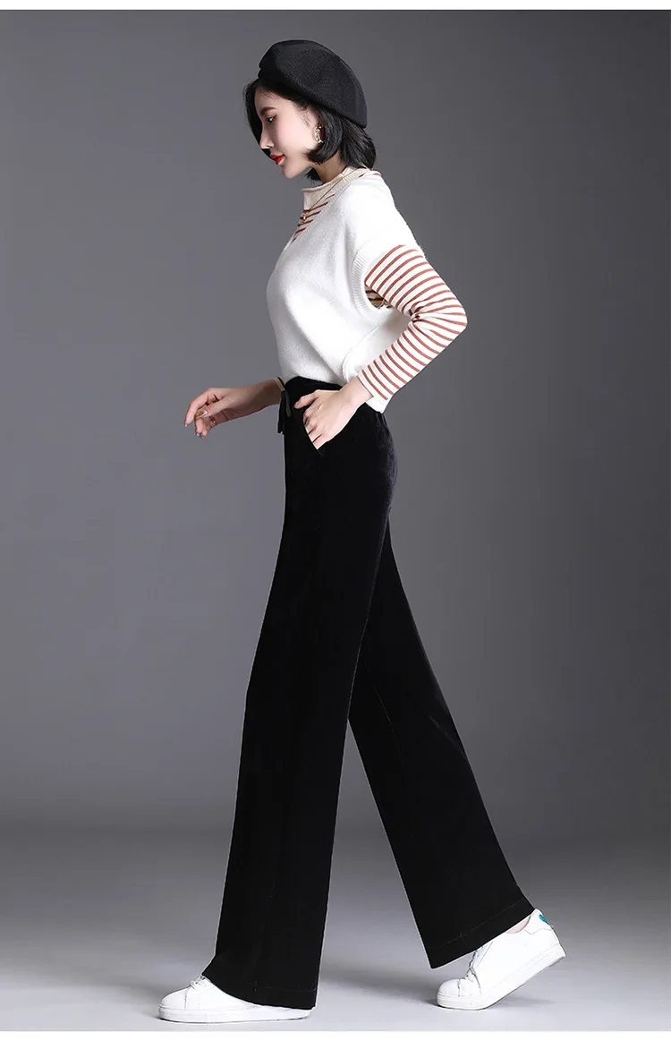 Pleuche Wide Leg Pants Women Elastic High Waist Loose Black Straight Casual Pants Office Lady Elegant Chic Plus Size Trouser 4XL
Pleuche Wide Leg Pants Women Elastic High Waist Loose Black Straight Casual Pants Office Lady Elegant Chic Plus Size Trouser 4XL