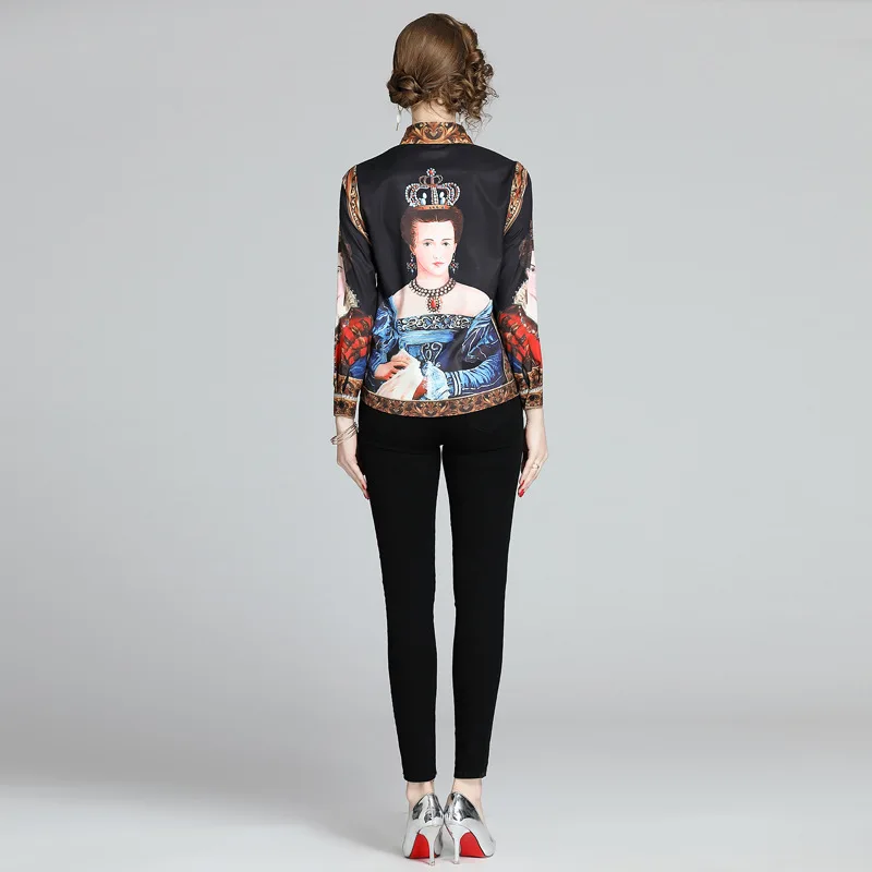Spring Women Fashion Blouse Long Sleeve Vintage Queen Print Blouse Shirt Casual Turn-Down Collar Lady Office Tunic Elegant Shirt
Spring Women Fashion Blouse Long Sleeve Vintage Queen Print Blouse Shirt Casual Turn-Down Collar Lady Office Tunic Elegant Shirt