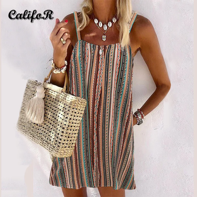 CALIFOR Striped Camisole Sexy Backless Vest Dresses 2021 Summer Holiday Beach Wear Bohemia Mini Boho Dress for Women
CALIFOR Striped Camisole Sexy Backless Vest Dresses 2021 Summer Holiday Beach Wear Bohemia Mini Boho Dress for Women
