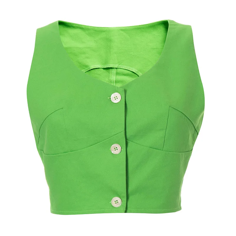 ALLNeon Vintage Streetwear 90s Green Vests Y2K Aesthetics Single-breasted V-neck Sleeveless Crop Tops Summer Casual Tank Fashion
ALLNeon Vintage Streetwear 90s Green Vests Y2K Aesthetics Single-breasted V-neck Sleeveless Crop Tops Summer Casual Tank Fashion