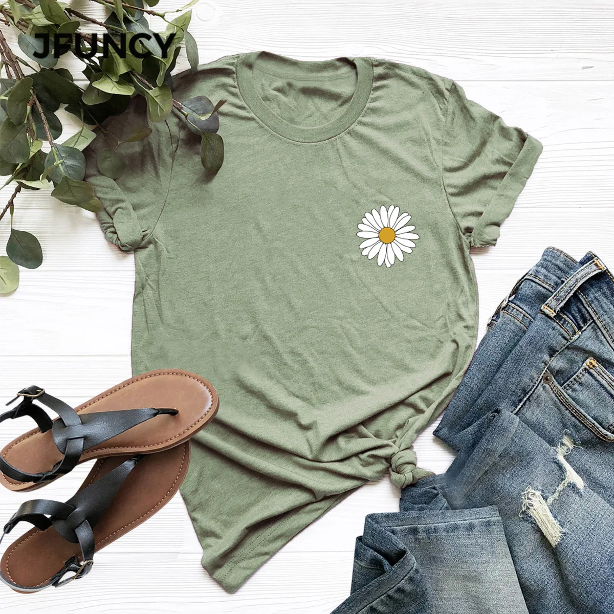 JFUNCY Simple Design Daisy Pocket Print T-shirt Short Sleeve Casual Women T Shirt Cotton T-shirts Women Summer Tops
JFUNCY Simple Design Daisy Pocket Print T-shirt Short Sleeve Casual Women T Shirt Cotton T-shirts Women Summer Tops