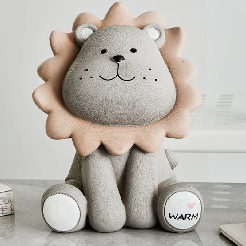 AT69 -Lion Money Box Cartoon Cute Creative Coin Bank Children Child Piggy Nursery Adorable Gift(Large) | Дом и сад