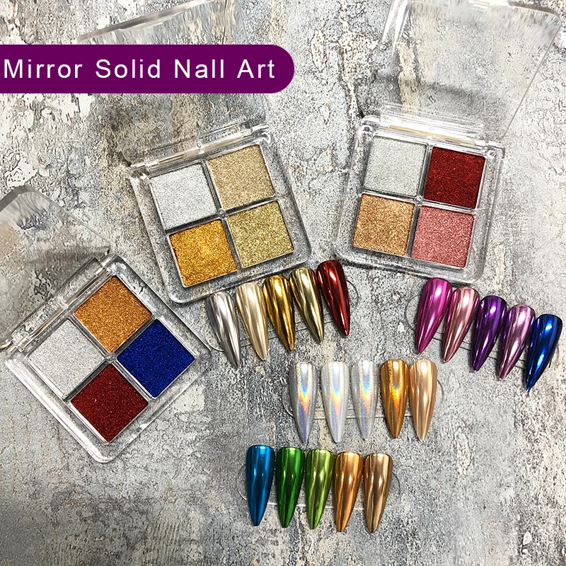 Зеркало Solid Nail Art Блеск порошок хром с зеркальным блеском пигмент пудра для ногтей