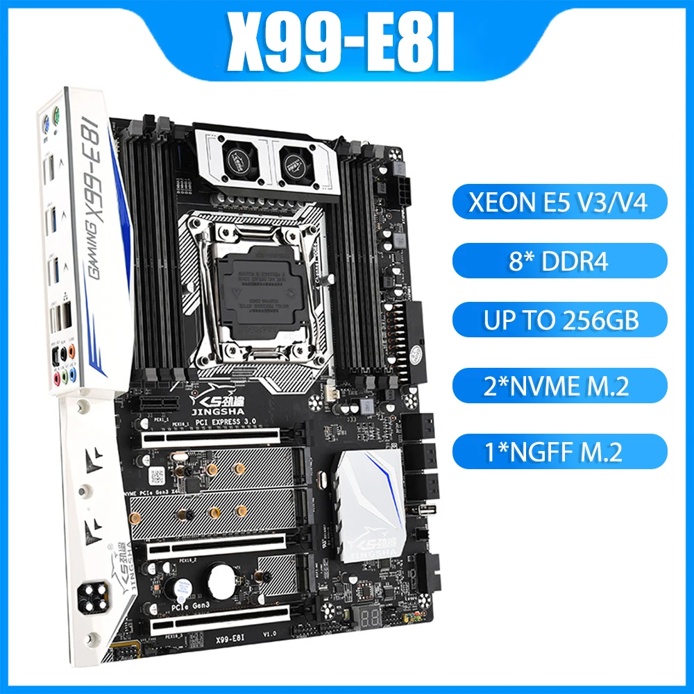 JINGSHA X99-E8I Computer Motherboard ATX DDR4 256G USB 3.0 SATA 3.0 M.2 NVME Gigabit Desktop Mainboard For LGA2011 V3/V4 CPU
JINGSHA X99-E8I Computer Motherboard ATX DDR4 256G USB 3.0 SATA 3.0 M.2 NVME Gigabit Desktop Mainboard For LGA2011 V3/V4 CPU