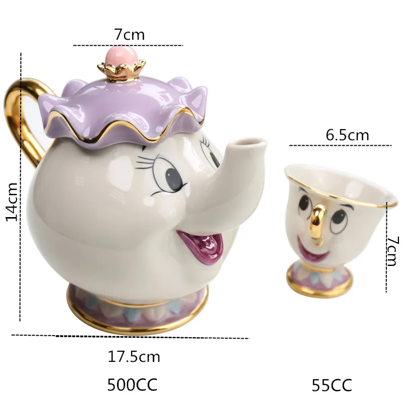 New Cartoon Beauty Teapot Gold-plated ceramic teapot Cogsworth Clock Mrs Potts Tea Pot Cup One Set Lovely creativity Gift
New Cartoon Beauty Teapot Gold-plated ceramic teapot Cogsworth Clock Mrs Potts Tea Pot Cup One Set Lovely creativity Gift