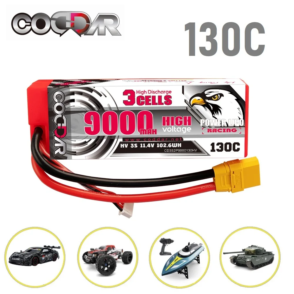 1/2/3pcs CODDAR 9000mAh 3S 11.4V 130C/260C Hardcase LiPo LiHV Battery for 1:8 1/8 RC Car Four Drive Off-Road Boat
1/2/3pcs CODDAR 9000mAh 3S 11.4V 130C/260C Hardcase LiPo LiHV Battery for 1:8 1/8 RC Car Four Drive Off-Road Boat