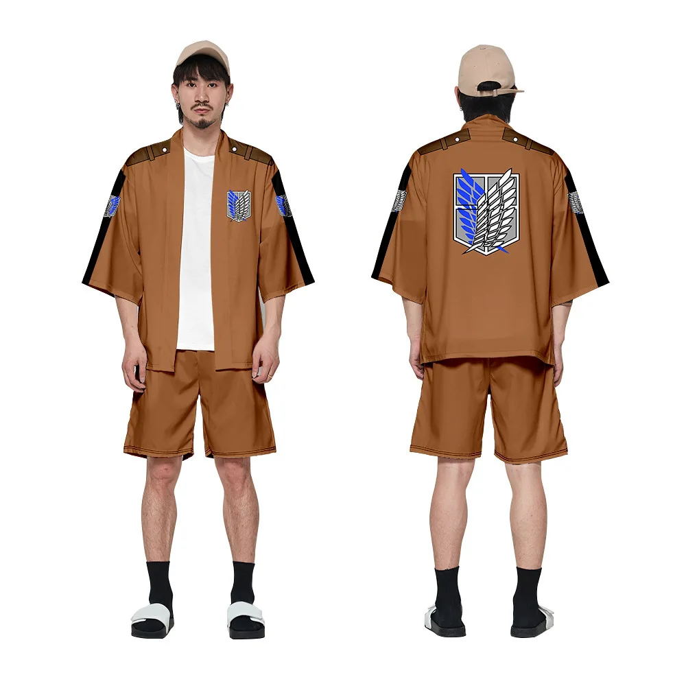 Anime Attack on Titan Kimonos Cardigan Cosplay Costume T-shirt Unisex Cloak Kimono Tee Tops For Summer Beach 
Anime Attack on Titan Kimonos Cardigan Cosplay Costume T-shirt Unisex Cloak Kimono Tee Tops For Summer Beach