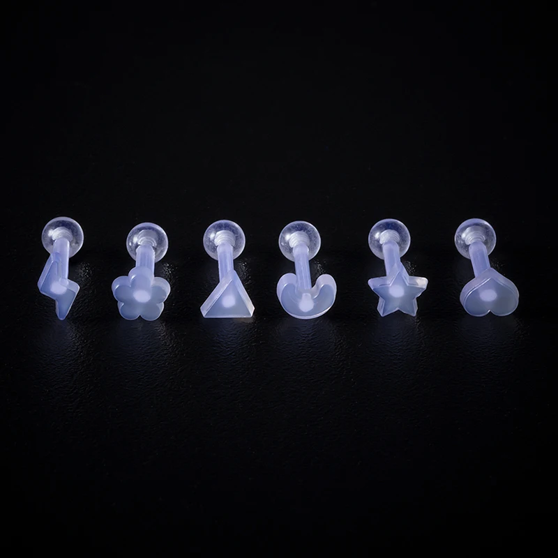 2-6pcs Acrylic Stud Earings Set Heart for Women Prevent Allergy Cartilage Earring Bar Helix Clear Ear Piercing Body Jewelry 16G | Украшения