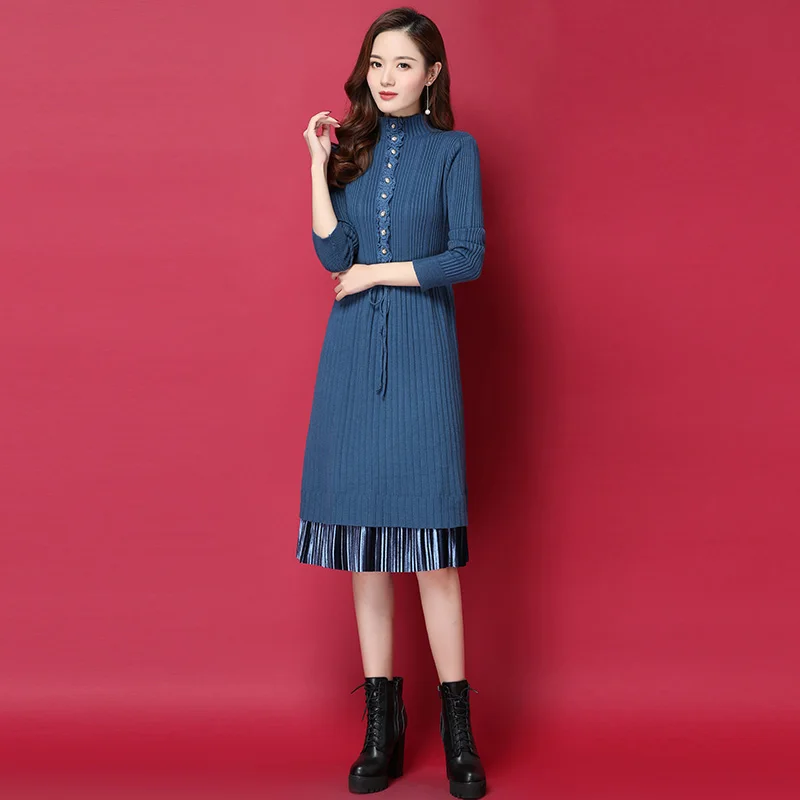 2020 New Plus size Knitted Turtleneck Pullover Women Long Sweater Dress Autumn Winter Female Inside Fashion Warm Sweater Dresses
2020 New Plus size Knitted Turtleneck Pullover Women Long Sweater Dress Autumn Winter Female Inside Fashion Warm Sweater Dresses