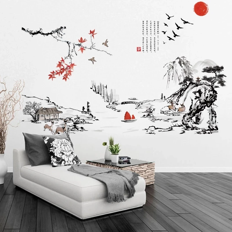 Chinese Style Ink Painting Landscape Wall Stickers Living Room Bedroom Background For Home Decoration Art Mural Decals Wallpaper
Chinese Style Ink Painting Landscape Wall Stickers Living Room Bedroom Background For Home Decoration Art Mural Decals Wallpaper