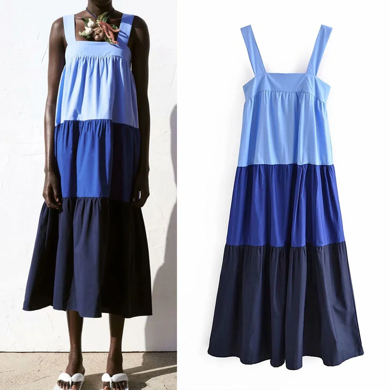 Летнее синее женское платье-комбинация, длинное платье-комбинация с рюшами, на широких бретелях, без рукавов, 2021
Летнее синее женское платье-комбинация, длинное платье-комбинация с рюшами, на широких бретелях, без рукавов, 2021