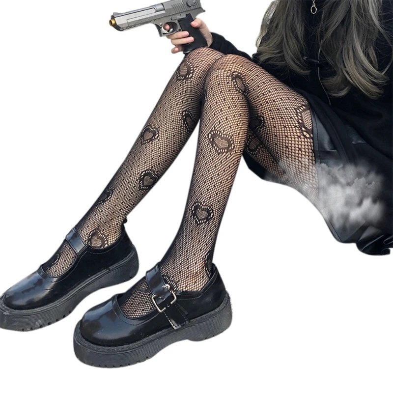 Women Black Heart Dot Jacquard Fishnet Pantyhose Punk Hollow Out Tights Stocking
Women Black Heart Dot Jacquard Fishnet Pantyhose Punk Hollow Out Tights Stocking