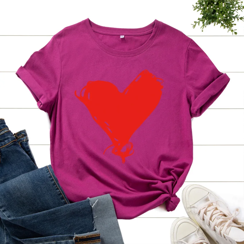 Cotton T-Shirts for Women Graphic Tees Printed Shirt Short Sleeve Summer Tops Casual Clothes Graffiti Love Heart Simple Daily
Cotton T-Shirts for Women Graphic Tees Printed Shirt Short Sleeve Summer Tops Casual Clothes Graffiti Love Heart Simple Daily
