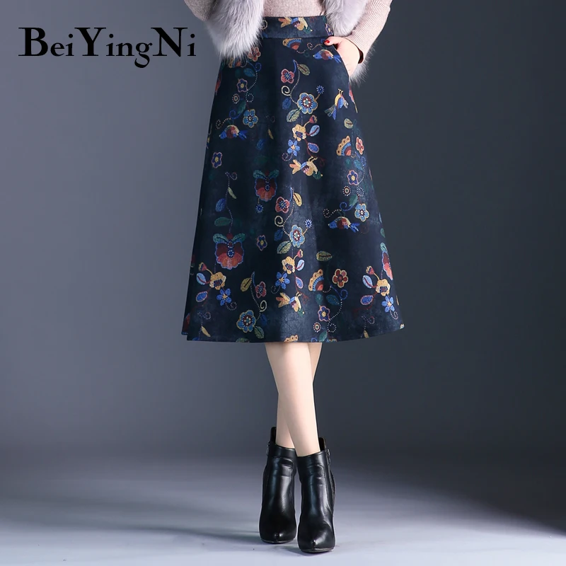 Фото Женская Юбка-миди с высокой талией Beiyingni осенне-зимняя юбка большого размера в