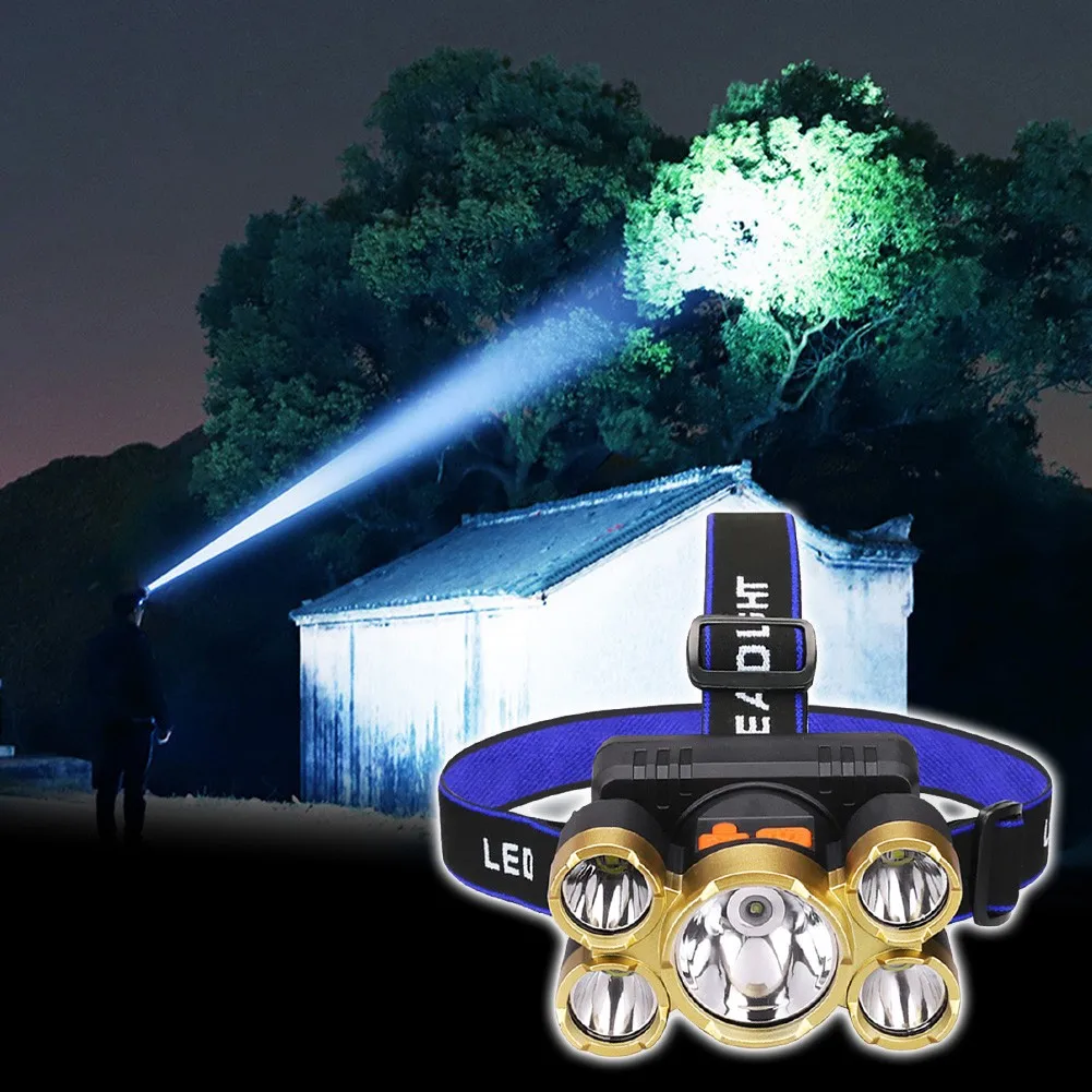Powerful LED Headlight Headlamp 5LED T6 Head Lamp Sensor Flashlight Torch Head Light Battery Best For Camping, Fishing
Powerful LED Headlight Headlamp 5LED T6 Head Lamp Sensor Flashlight Torch Head Light Battery Best For Camping, Fishing
