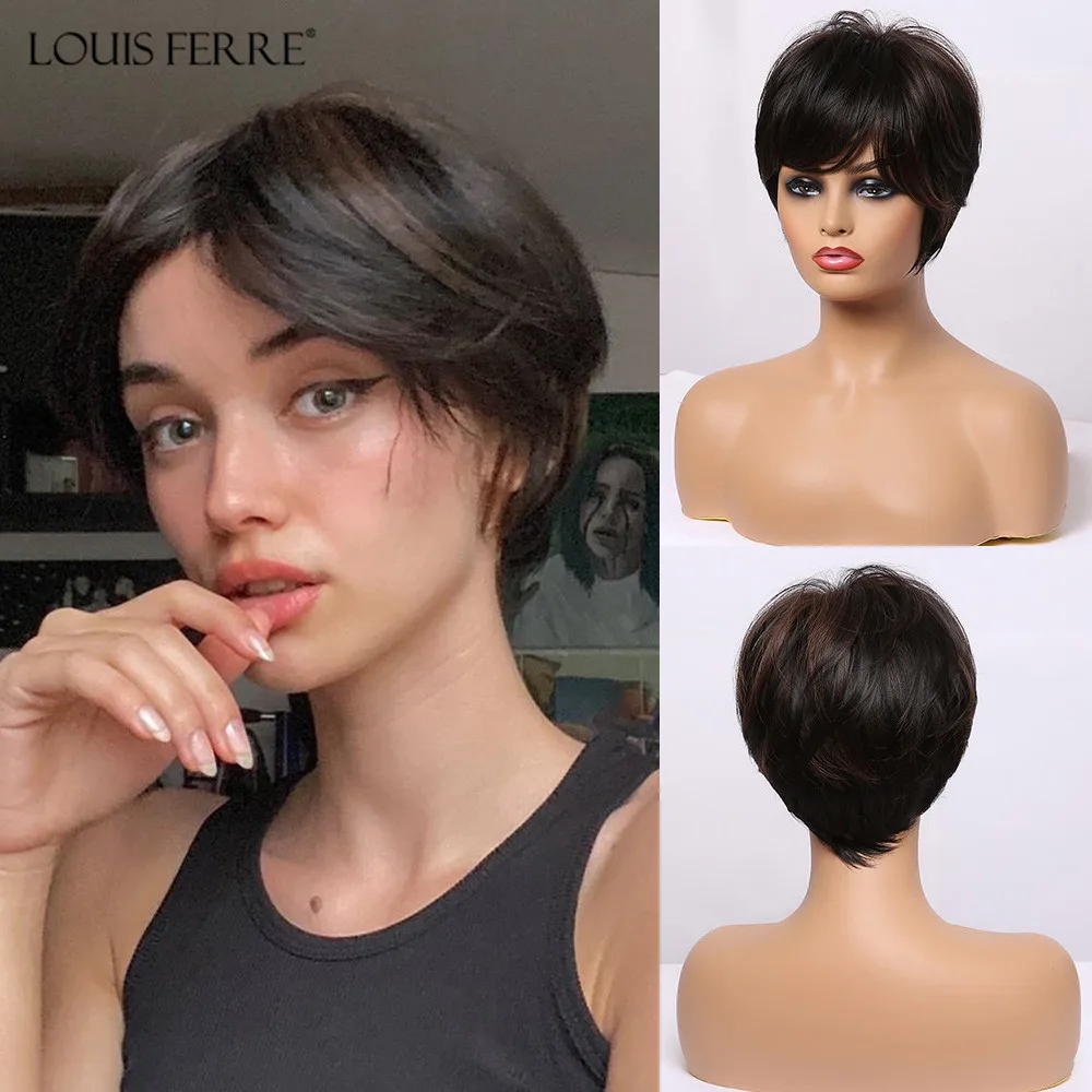 Черный короткий прямой синтетический парик LOUIS FERRE с полной челкой, парик для ежедневного косплея, парик для женщин, американский парик афро,...
Черный короткий прямой синтетический парик LOUIS FERRE с полной челкой, парик для ежедневного косплея, парик для женщин, американский парик афро,...