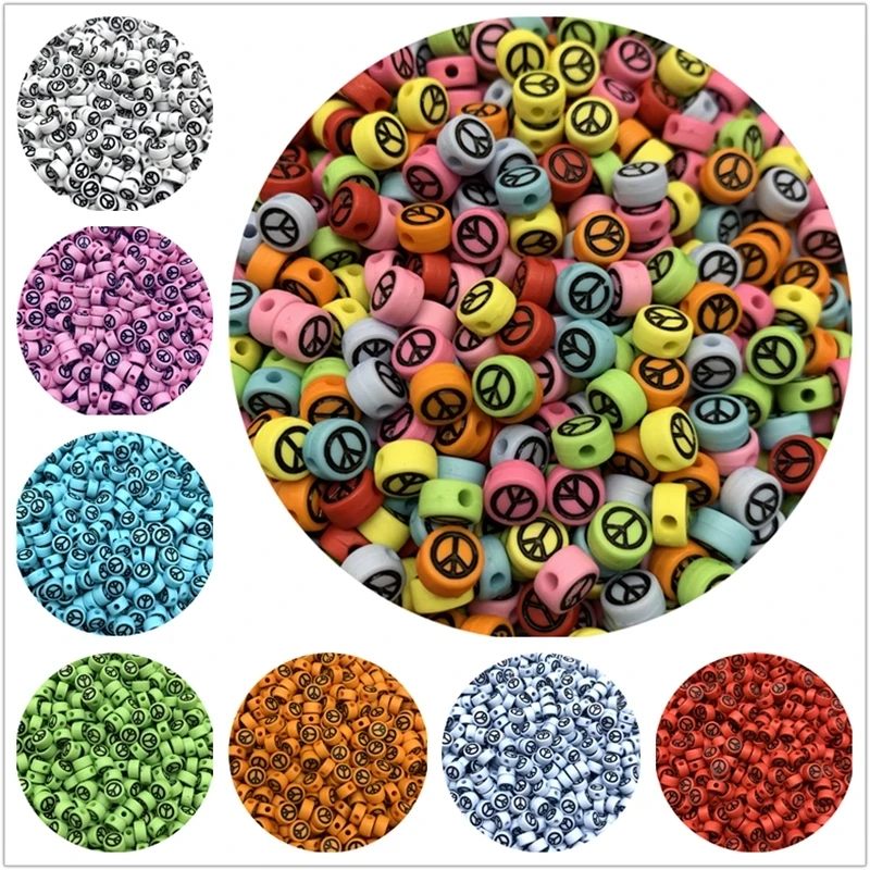 100pcs 7mm Oval Shape Peace Sign Beads Acrylic Spaced Beads For Jewelry Making DIY Bracelet Necklac Accessories
100pcs 7mm Oval Shape Peace Sign Beads Acrylic Spaced Beads For Jewelry Making DIY Bracelet Necklac Accessories