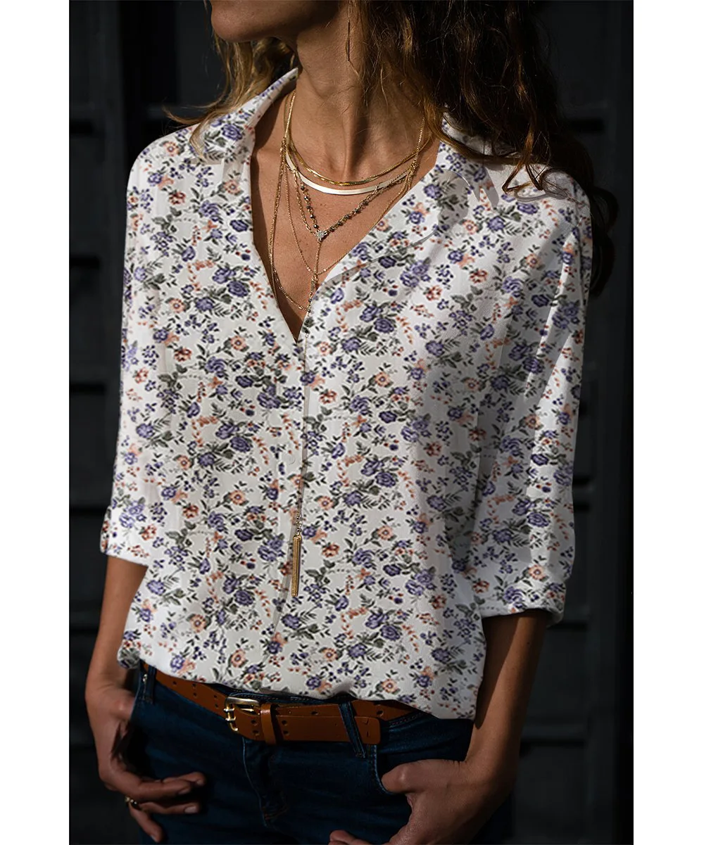 Women Autumn Shirts Turn-down Collar V Neck Ditsy Floral Printed Long Sleeve Single Breasted Casual Shirts Lady Tops Fashion OL
Women Autumn Shirts Turn-down Collar V Neck Ditsy Floral Printed Long Sleeve Single Breasted Casual Shirts Lady Tops Fashion OL