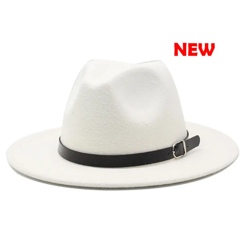 

Белая фетровая шляпа для мужчин и женщин, зимние фетровые шляпы из искусственной шерсти, модная джазовая шляпа, оптовая продажа