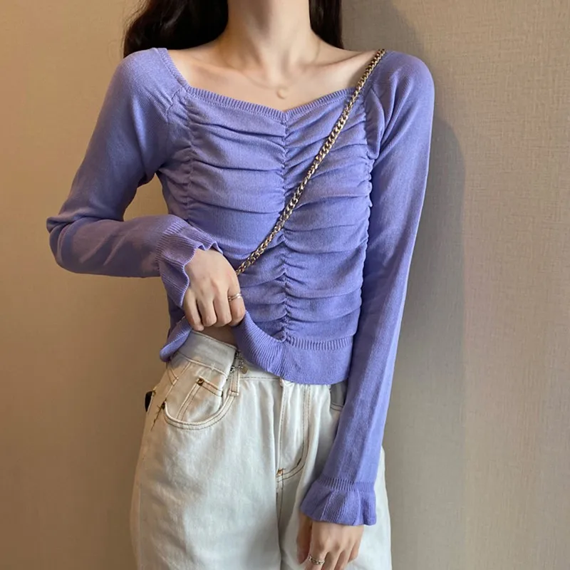 Ladies Long Sleeve T-shirts Autumn Women T-shirts Square Collar Knitting T-shirts
Ladies Long Sleeve T-shirts Autumn Women T-shirts Square Collar Knitting T-shirts