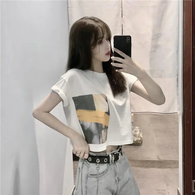 Summer short-sleeved T-shirt loose crop top women's t-shirt harajuku punk t-shirt Female clothing clothes Tee Oversized T Shirt
Summer short-sleeved T-shirt loose crop top women's t-shirt harajuku punk t-shirt Female clothing clothes Tee Oversized T Shirt