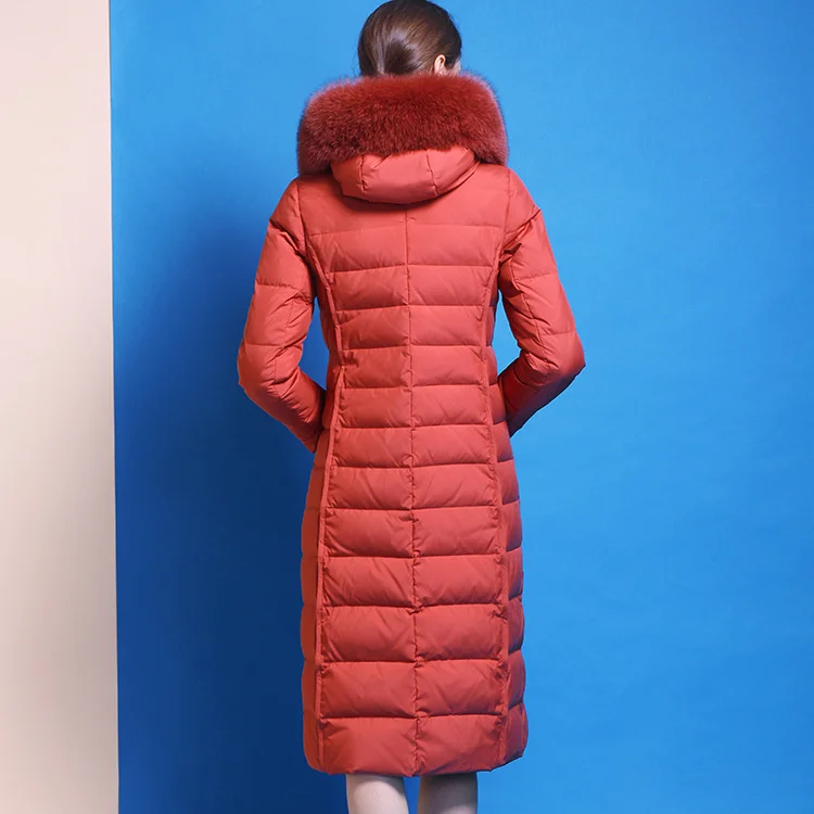 

Женский зимний пуховик, Женское пальто с капюшоном из натурального Лисьего меха на 20% утином пуху, женские толстые теплые парки, одежда