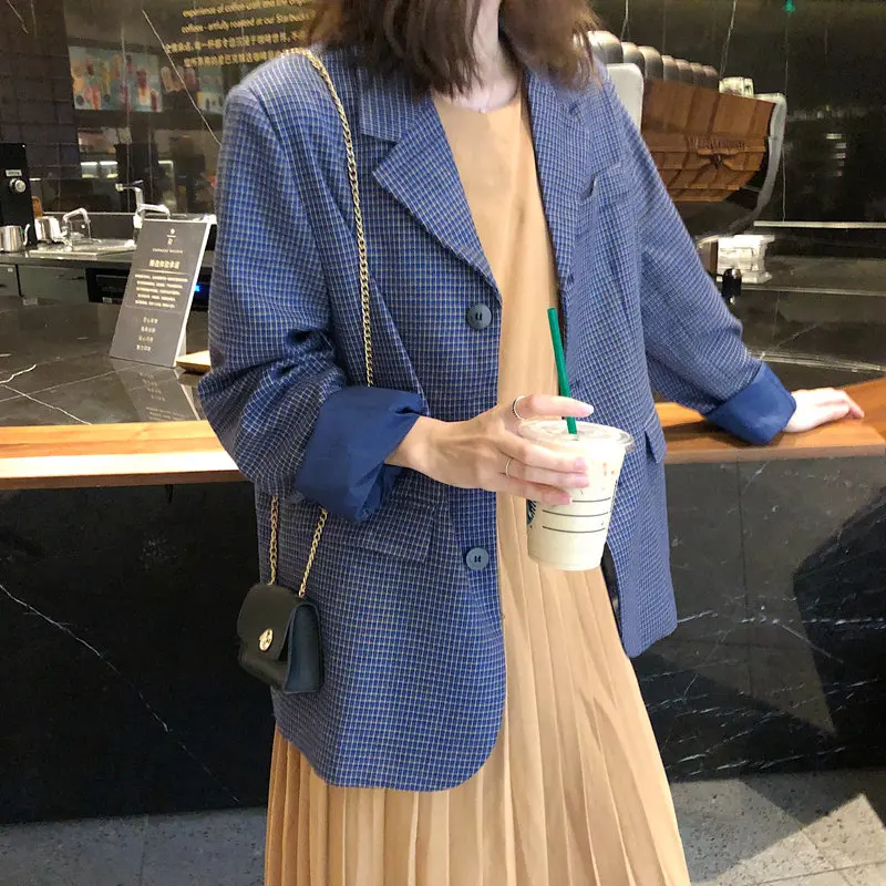 HziriP Blue Plaid Elegant Feminine All Match New Design Slender 2019 Autumn Office Lady Women High Street Loose Split Blazers
HziriP Blue Plaid Elegant Feminine All Match New Design Slender 2019 Autumn Office Lady Women High Street Loose Split Blazers