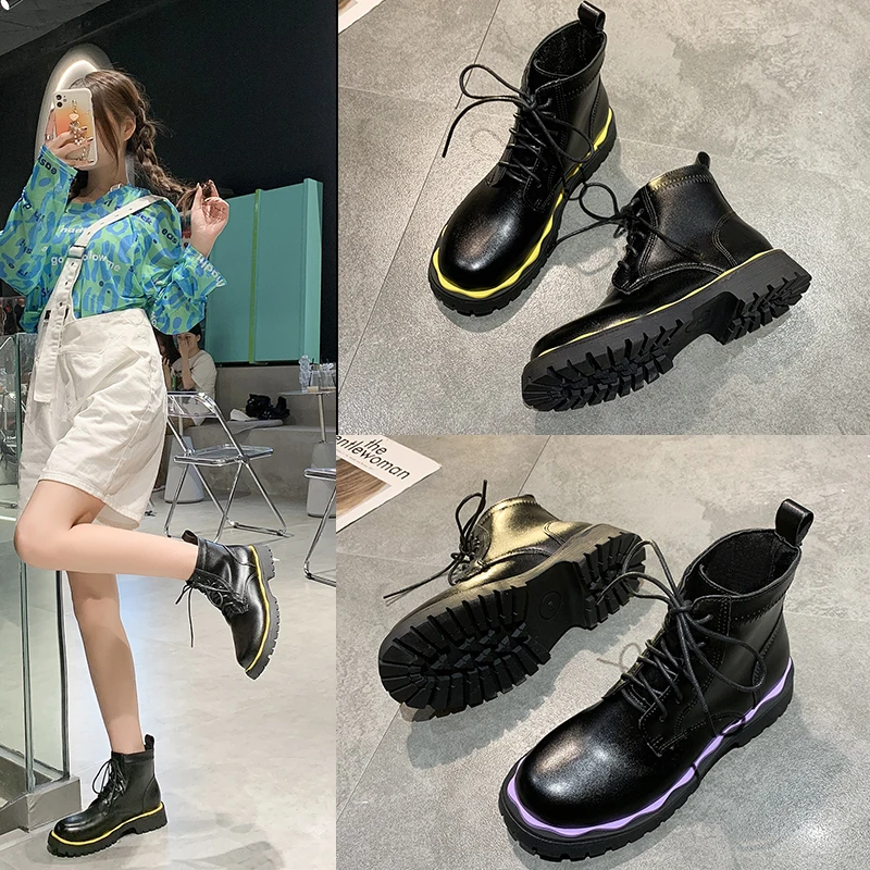 2021 New Lace Up Martin Boots Women Shoes Pu Leather Fashion Casual Motorcycle Boots Women Warm Non-slip Chunky Heels Shoes Boot
2021 New Lace Up Martin Boots Women Shoes Pu Leather Fashion Casual Motorcycle Boots Women Warm Non-slip Chunky Heels Shoes Boot