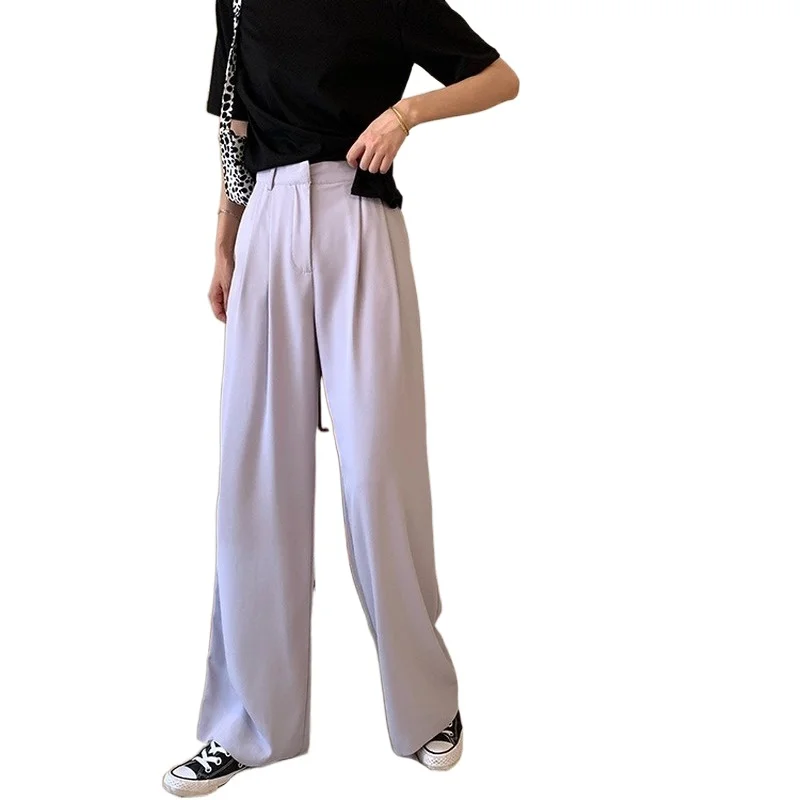 Suit pants niche solid color high waist casual mop pants women's summer drape straight loose wide leg pants women's new style
Suit pants niche solid color high waist casual mop pants women's summer drape straight loose wide leg pants women's new style