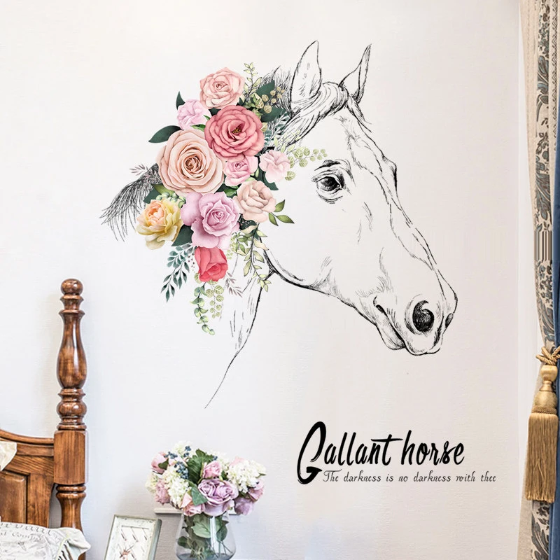 Creative horse head wall stickers living room TV background wall decor flowers sticker self-adhesive home decor room decoration
Creative horse head wall stickers living room TV background wall decor flowers sticker self-adhesive home decor room decoration