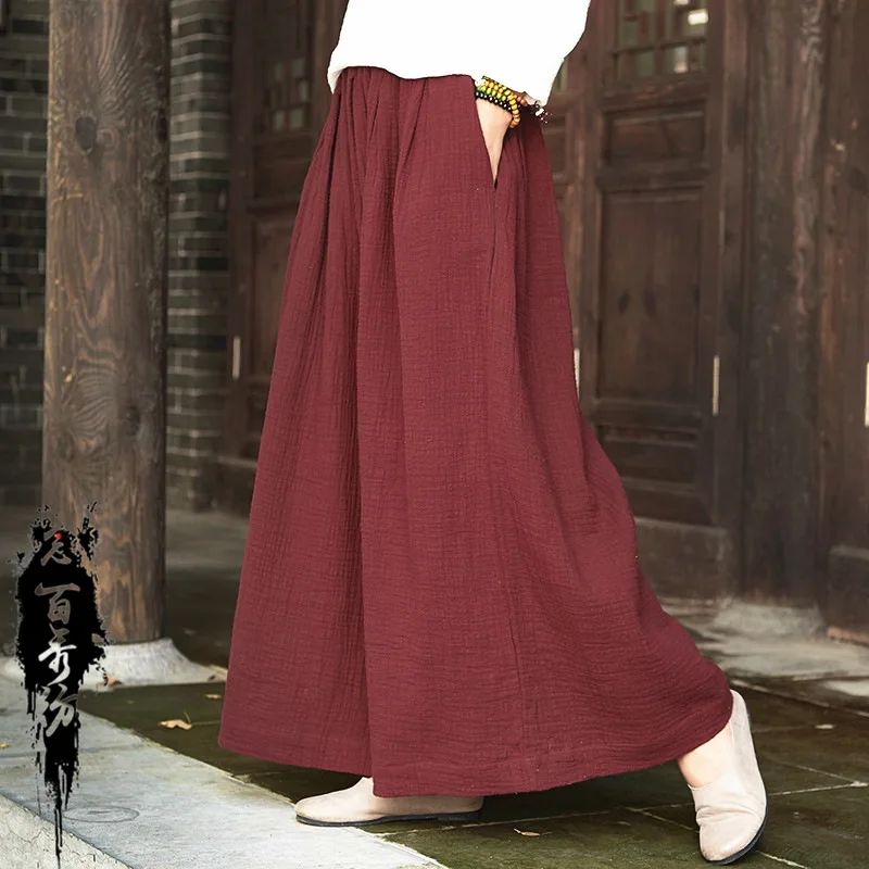2022 Spring & Summer New Elastic High Waist Thin Cotton Linen Wide Leg Pants Casual Simple Solid Women Long Skirt Free Shipping 
2022 Spring & Summer New Elastic High Waist Thin Cotton Linen Wide Leg Pants Casual Simple Solid Women Long Skirt Free Shipping