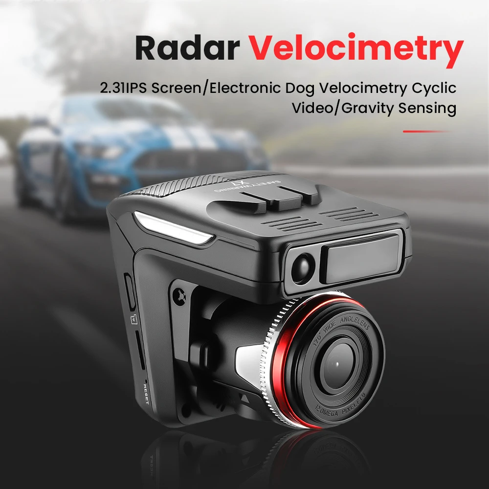 

2 in 1 Car DVR Dashcam Radar Detector 140 Degree Lens 1080P HD Dashboard Camera Anti Radar Detector English Russian Voice Alerts